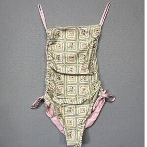 Capittana Irene Lemon Flowers Reversible One-Piece Swimsuit pink/green XS $200
